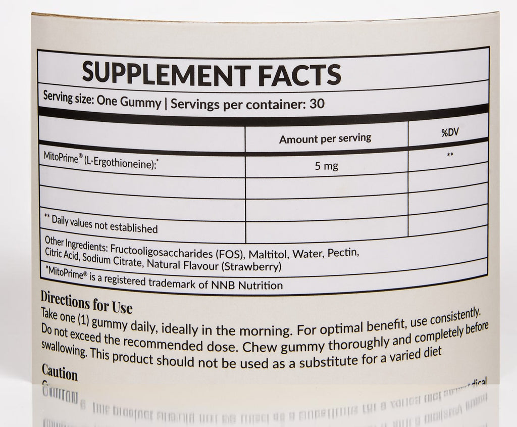 MitoPrime L-ergothioneine ingredient highlight panel