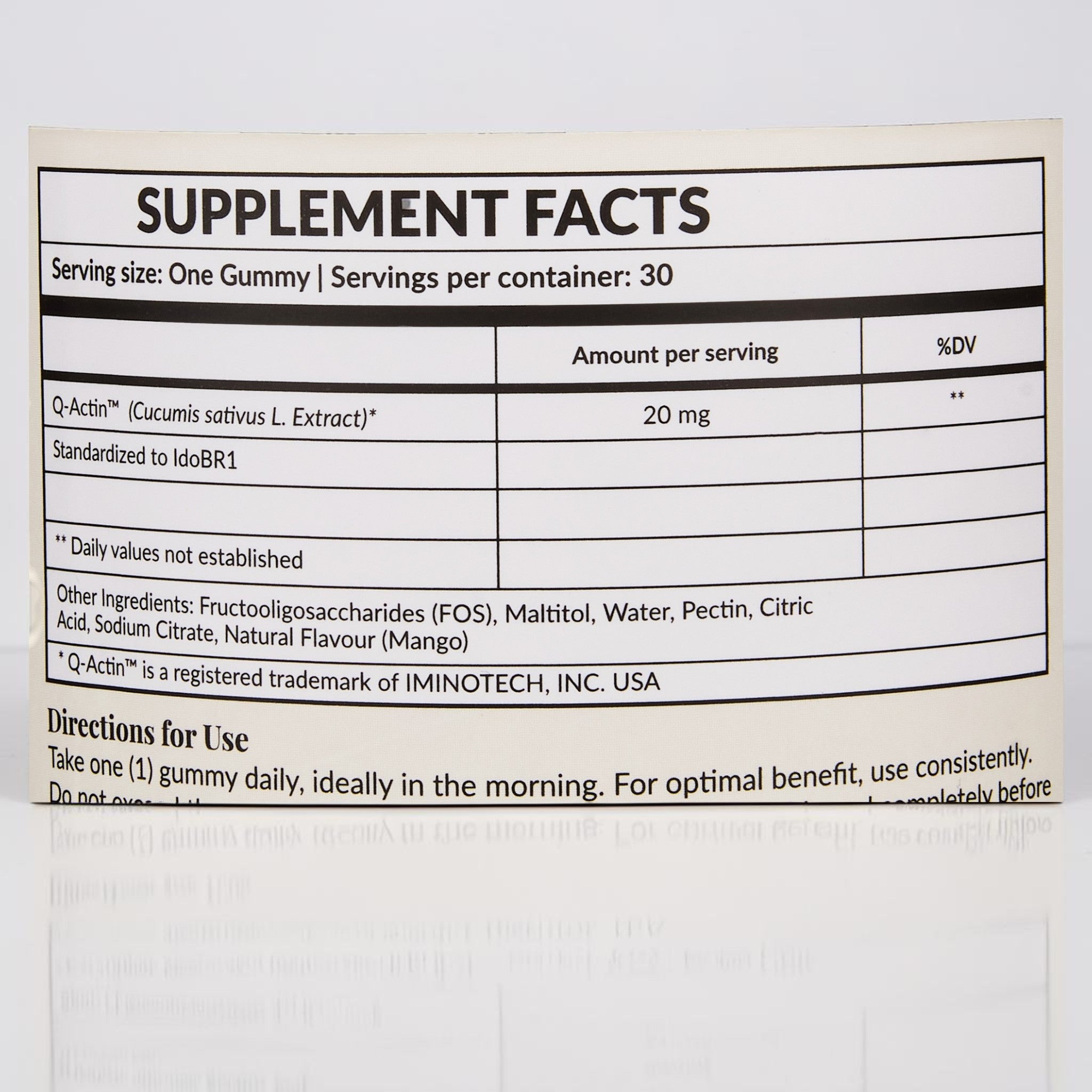 Q-Actin cucumber extract ingredient highlight panel