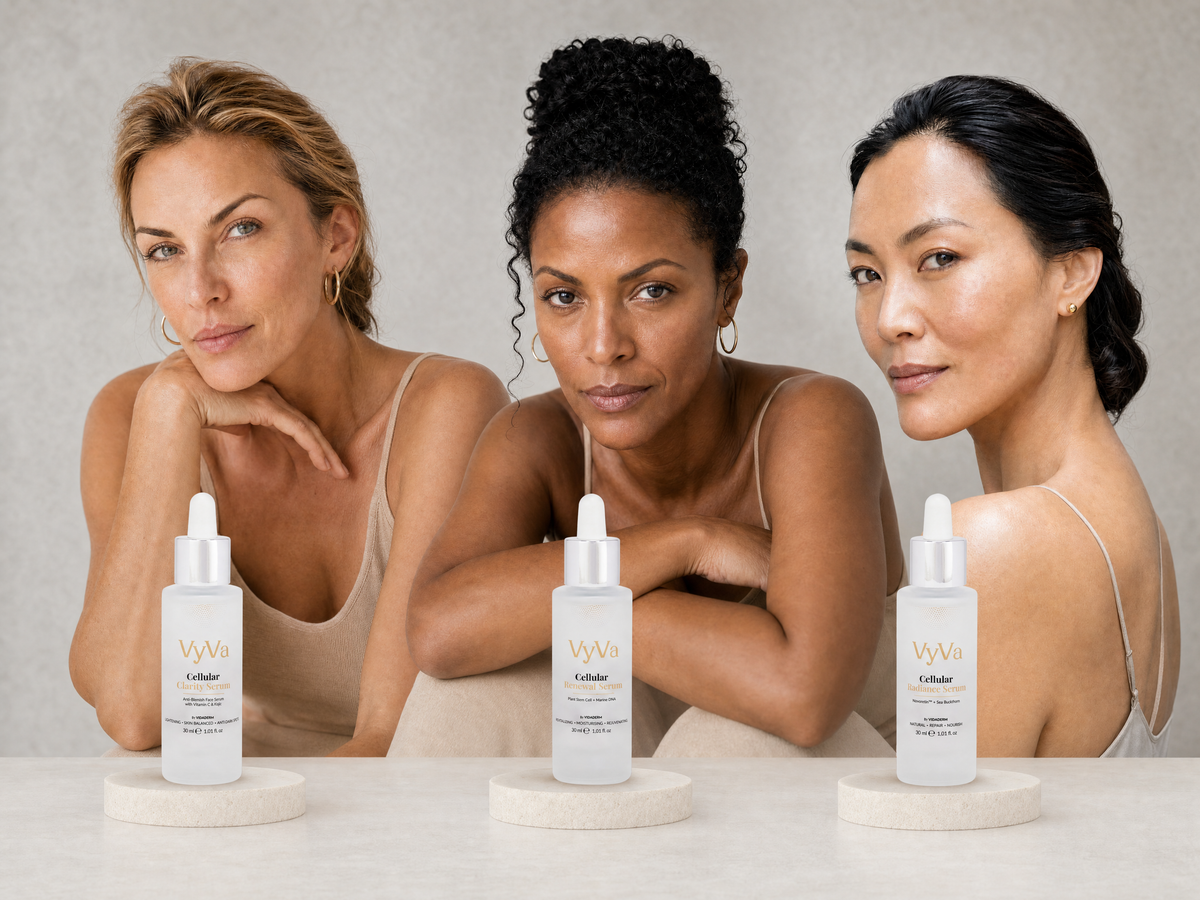 The three VyVa serums — Cellular Clarity, Cellular Renewal and Cellular Radiance